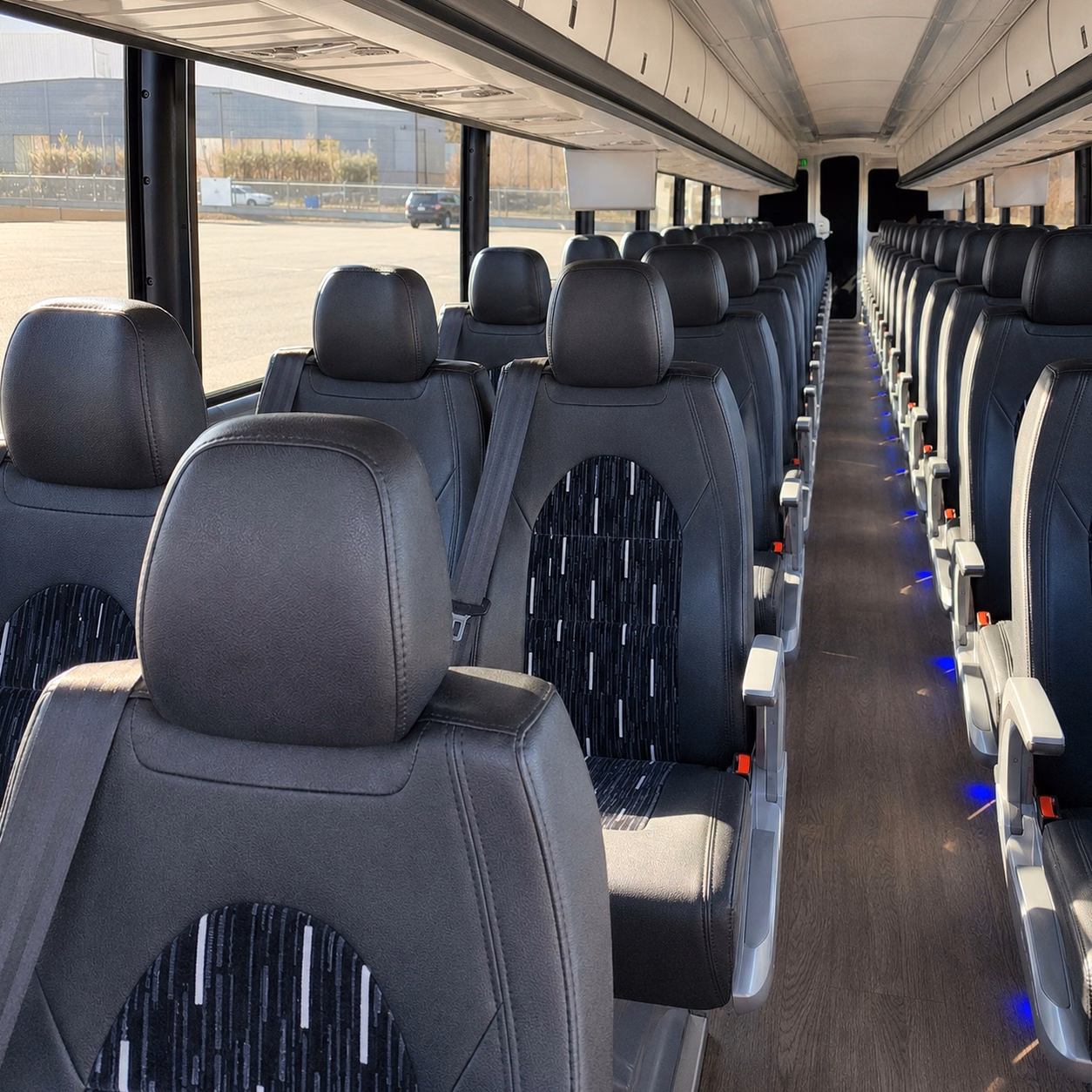 broken arrow charter bus rental interior